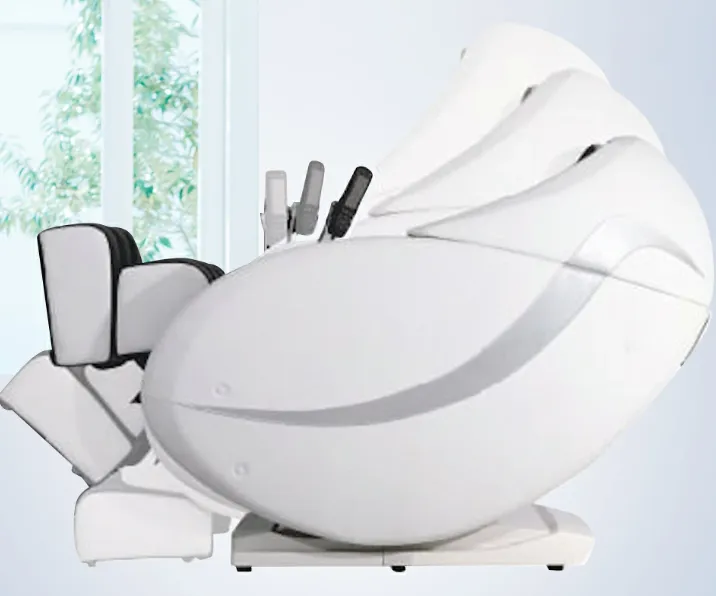 マッサージ中にゆらゆら 揺れるゆりかごコース新設。 おまかせ、無重力、ゆりかご、 リラックス、ボタンーつで 4コースが選べる  簡単リモコンです。 肩位置調整、強弱変更など 細かい操作も簡単です。